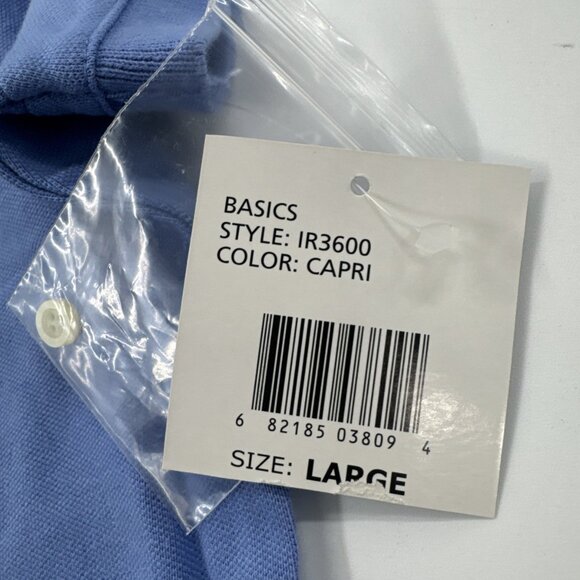 Vintage 90s Izod Polo Shirt Womens Large Blue Stretch 5-Button Preppy NEW - Picture 3 of 10